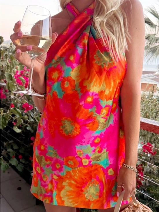 Show Me Your MuMu Dresses & Skirts - Show Me Your MuMu Jasmine Halter Mini Dress in Miss Malibu Size Small